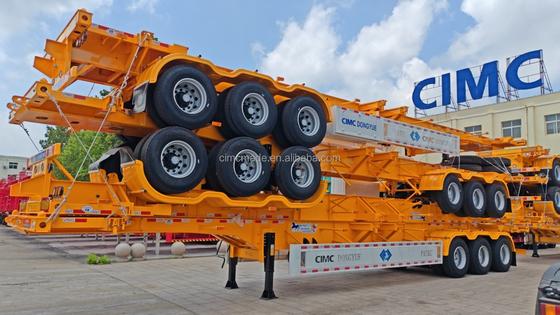 CIMC 2 محور 3 محور 20FT 40ft کانتینر اسکلتی اسکلتی تریلر شاسی نیمه تریلر
