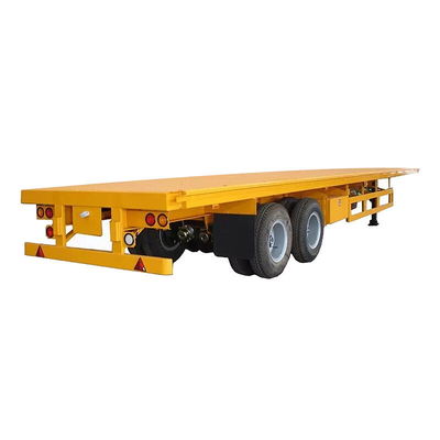 CIMC 2 محور 30T استحکام بالا فولاد آلیاژ پایین Q345 هوا یا تعلیق مکانیکی 20ft کانتینر تخت صاف نیمه کامیون تریلر