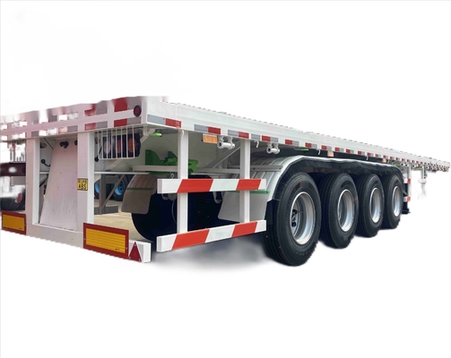 CIMC با کیفیت بالا فولاد سه محور محکم 40ft عملکرد طولانی مدت با طیف وسیعی از گزینه های لاستیک نیمه تریلر تخت تخت