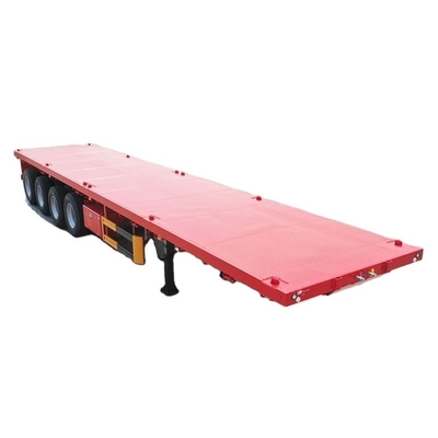 CIMC 3 محور 40ft 12500*2500*1500mm ظرفیت 70 تن 8-12 مجموعه قفل پیچ و خم تراکتور کامیون سطح تخت نیمه تریلر