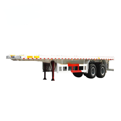 2 محور 20ft 40ft نیمه تریلر حمل و نقل کانتینر Twistlocks طرح تخت تخت فلز کربن 12R22.5 تریلر کامیون