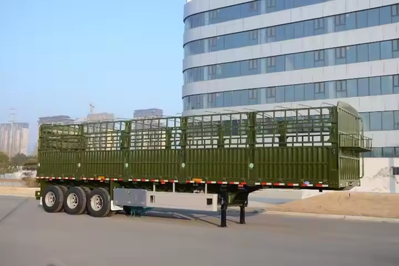 12400*2500*2000mm وزن 7T 3 محور 10pcs برگ بهار 40T بار مفید استیک نیمه تریلر