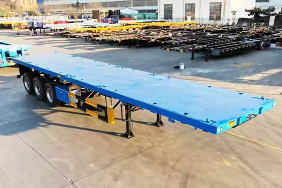 CIMC 2/3/4 محور 40ft 12500*2500*1500mm 70 تن ظرفیت 8-12 مجموعه Twist Lock Flatbed Deck Trailer