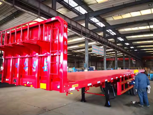 CIMC 2/3/4 محورهای فولادی بار 20ft 40ft کانتینر شاسی با قفل نیمه تریلر تخت